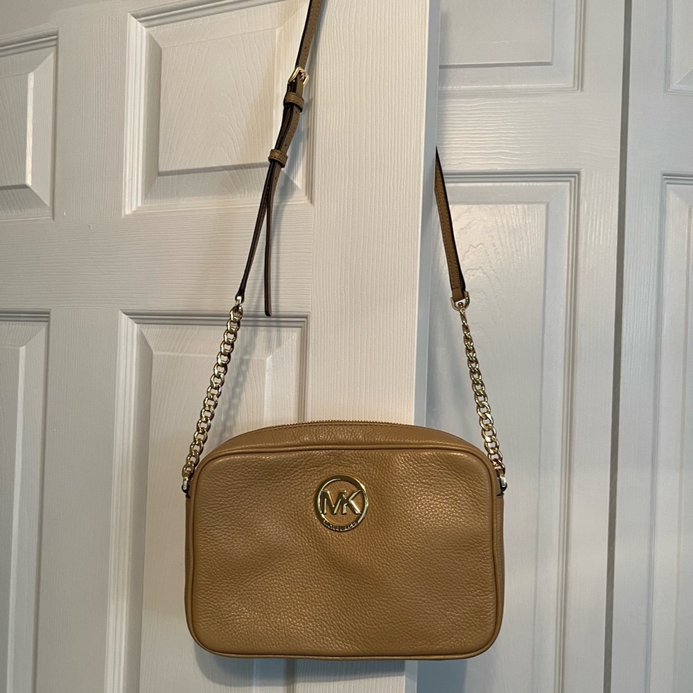 Michael Kors Tan and Gold Crossbody Bag with Elegant Chain